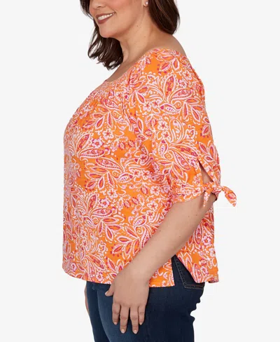 Ruby Rd. Plus Size Paisley Print Tie-sleeve Knit Top