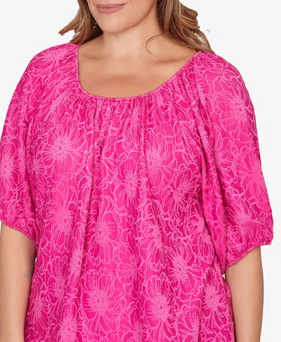 Ruby Rd. Plus Size Textured Convertible Knit Top In Pink