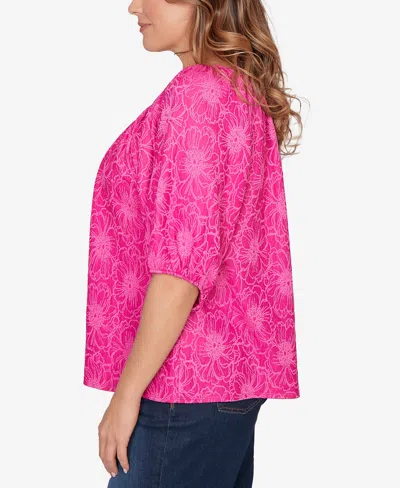 Ruby Rd. Plus Size Textured Convertible Knit Top In Pink