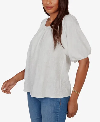 Ruby Rd. Petite Textured Convertible Knit Top In White
