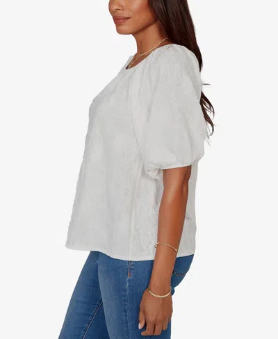 Ruby Rd. Petite Textured Convertible Knit Top In White