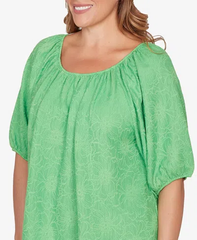 Ruby Rd. Plus Size Textured Convertible Knit Top In Green
