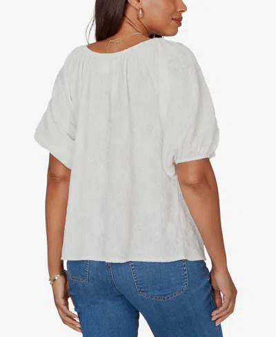 Ruby Rd. Petite Textured Convertible Knit Top In White