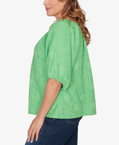 Ruby Rd. Plus Size Textured Convertible Knit Top In Green
