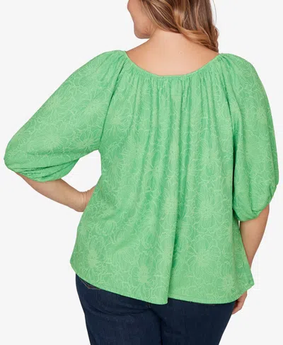 Ruby Rd. Plus Size Textured Convertible Knit Top In Green