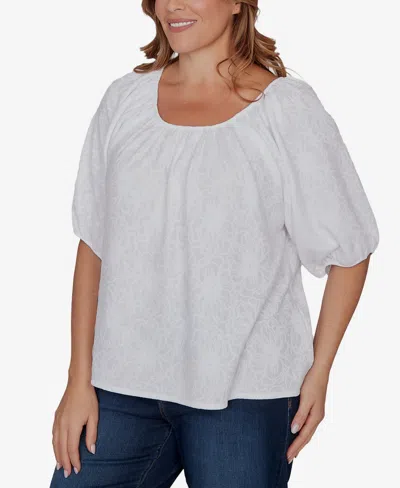 Ruby Rd. Plus Size Textured Convertible Knit Top In White