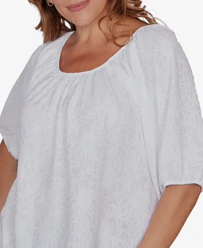 Ruby Rd. Plus Size Textured Convertible Knit Top In White