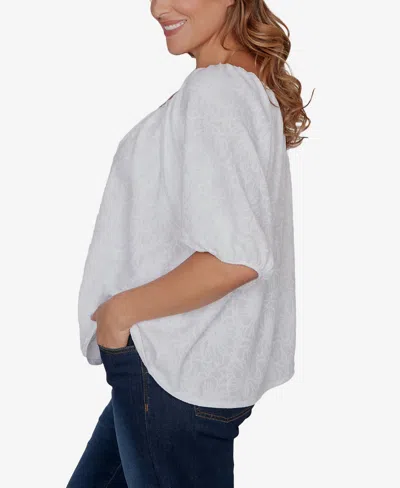 Ruby Rd. Plus Size Textured Convertible Knit Top In White