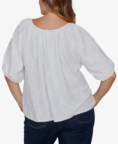Ruby Rd. Plus Size Textured Convertible Knit Top In White