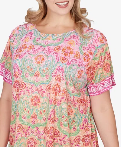 Ruby Rd. Plus Size Floral Damask Print Knit Top In Multi