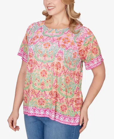 Ruby Rd. Plus Size Floral Damask Print Knit Top In Multi