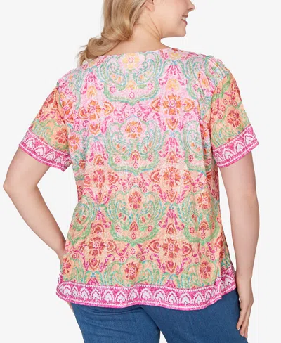 Ruby Rd. Plus Size Floral Damask Print Knit Top In Multi