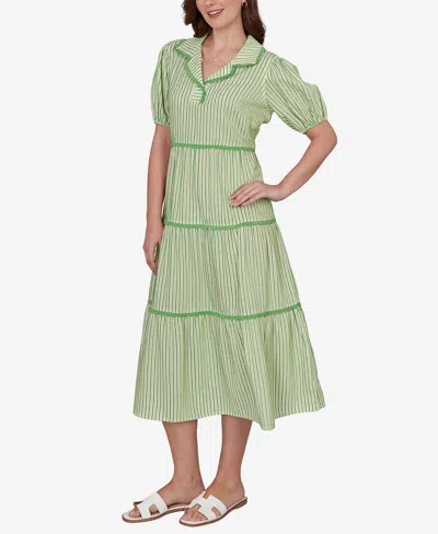 Ruby Rd. Petite Textured Stripe Tiered Maxi Dress
