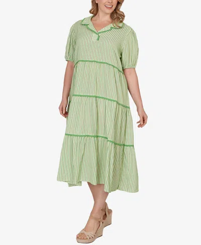 Ruby Rd. Plus Size Textured Stripe Tiered Maxi Dress