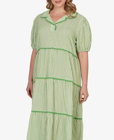 Ruby Rd. Plus Size Textured Stripe Tiered Maxi Dress