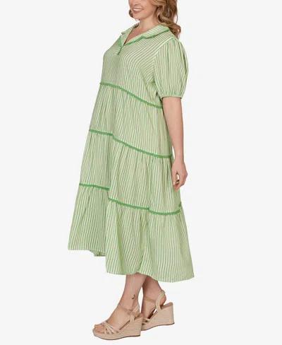 Ruby Rd. Plus Size Textured Stripe Tiered Maxi Dress