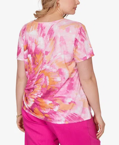 Ruby Rd. Plus Size Bold Watercolor Floral Knit Top In Multi