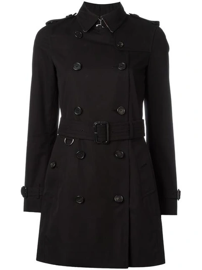 Burberry Kensington Mid-length Trench Coat In Black