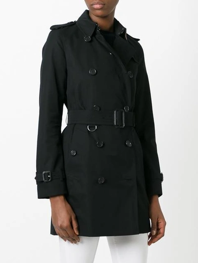 Shop Burberry Kensington Mid-length Trench Coat In Black