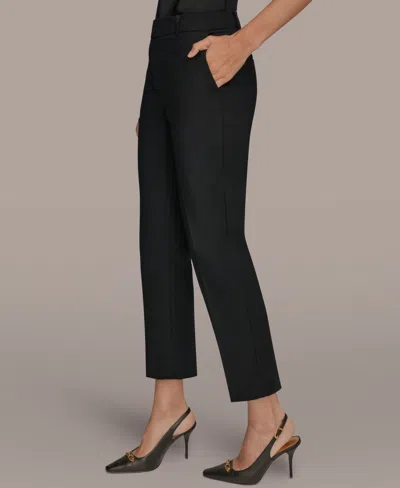 Donna Karan Women's Flat-front Stretch Double-layer Pants In Black