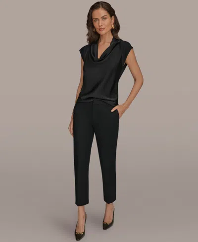 Donna Karan Women's Flat-front Stretch Double-layer Pants In Black