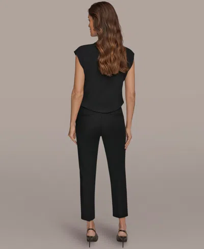 Donna Karan Women's Flat-front Stretch Double-layer Pants In Black
