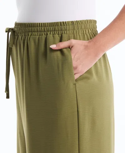 Rafaella Plus Size Drawstring Wide-leg Pants In Green