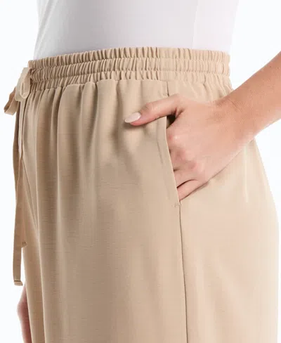 Rafaella Plus Size Drawstring Wide-leg Pants In Brown