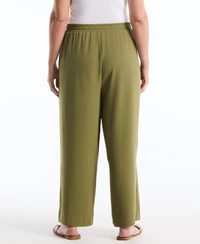 Rafaella Plus Size Drawstring Wide-leg Pants In Green