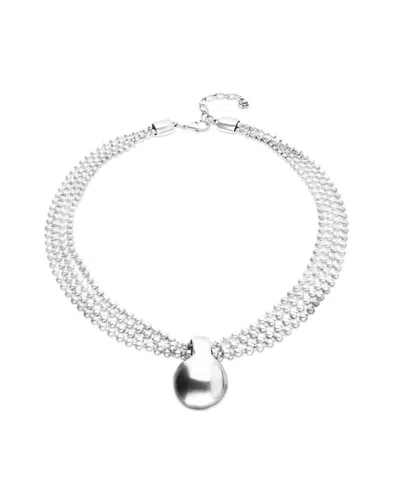 Unode50 Sterling Silver Alloy Necklace With Silver Threads And Big Shaped Ball In Silver