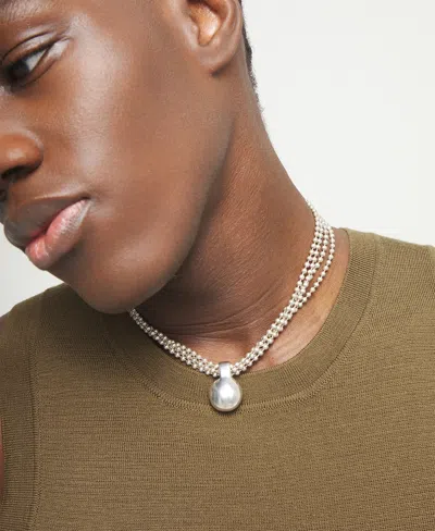 Unode50 Sterling Silver Alloy Necklace With Silver Threads And Big Shaped Ball In Silver