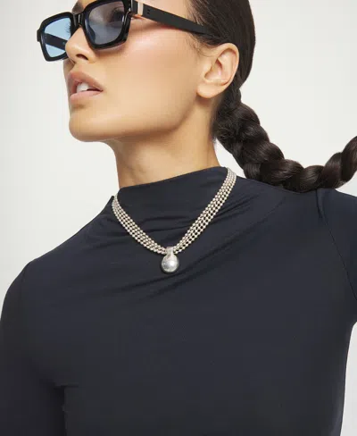Unode50 Sterling Silver Alloy Necklace With Silver Threads And Big Shaped Ball In Silver