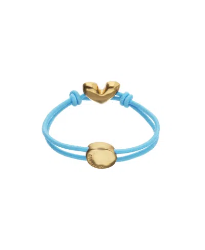 Unode50 Elastic Thread Bracelet With 18k Gold-plated Heart In Blue