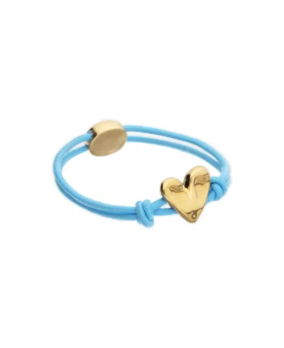 Unode50 Elastic Thread Bracelet With 18k Gold-plated Heart In Blue