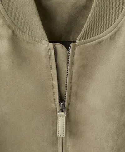 Mango Suede-effect Bomber Jacket Khaki In Green
