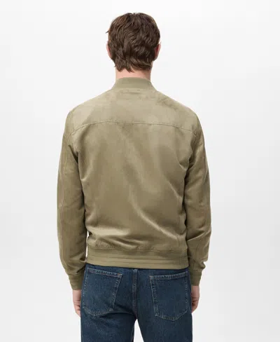 Mango Suede-effect Bomber Jacket Khaki In Green