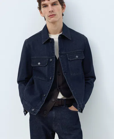 Mango Cotton Denim Jacket In Blue