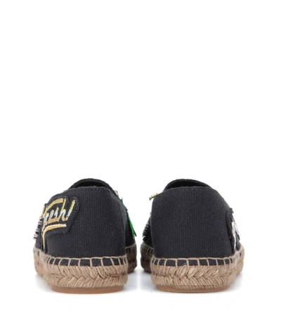 Marc Jacobs Sienna Embellished Appliquéd Canvas Espadrilles In Llack Multi