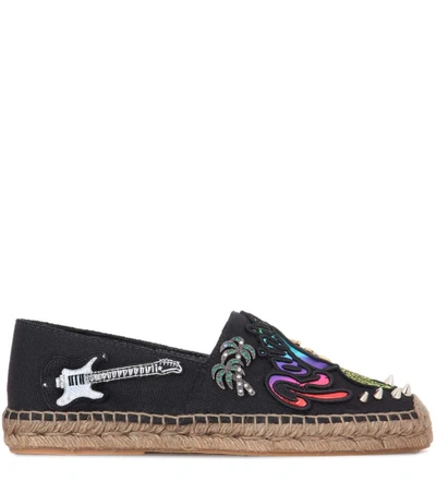 Marc Jacobs Sienna Embellished Appliquéd Canvas Espadrilles In Llack Multi