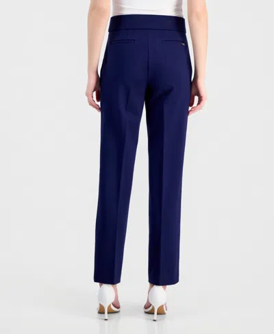 Anne Klein Plus Size Mid-rise Pull-on Straight Pants In Blue