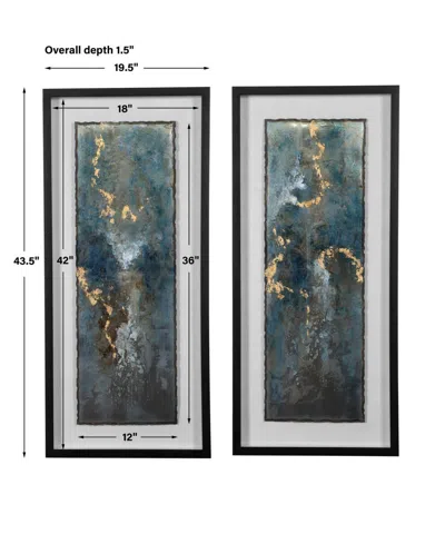 Uttermost Glimmering Agate Framed Prints, Set Of 2 In Multi