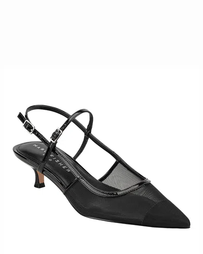 Marc Fisher Ltd Ceddy Slingback Pointed Toe Kitten Heel Pump In Black