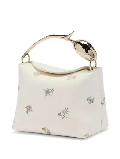 Erdem Womens Rose Porcelain Mini Bloom Ditsy Leather Top-handle Bag In White