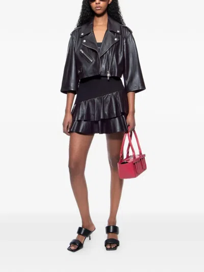 Stand Studio Piper Cropped Leather Jacket In Black