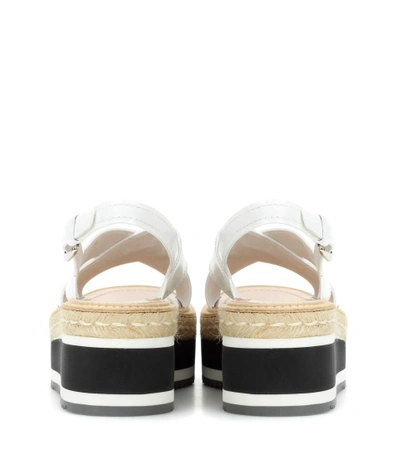 Shop Prada Leather Platform Sandals In Liaeco