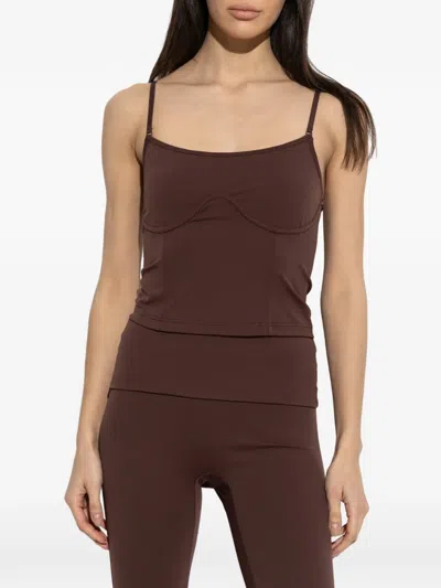 Rethinkit Studios Strap Seam Top In Brown