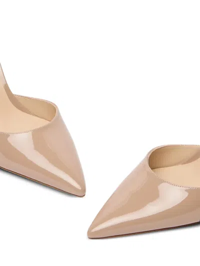Stuart Weitzman Stuart Power Strap Patent-leather Pumps In Neutral