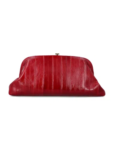 Alberta Ferretti Eel Leather Maxi Pouch In Red