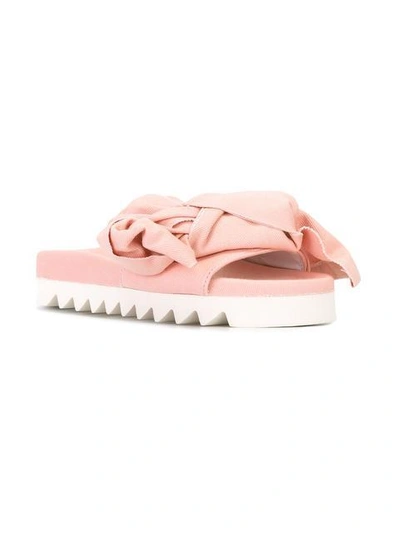Shop Joshua Sanders Denim Bow Sliders In Pink