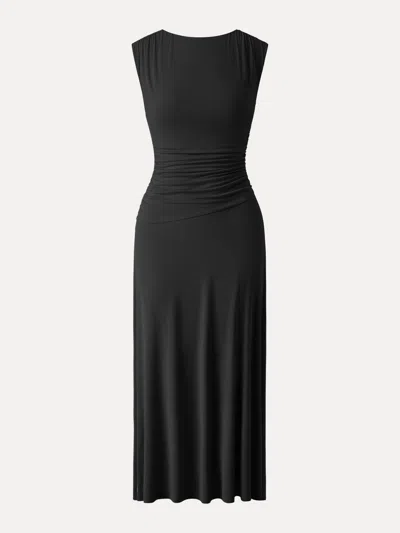 Oglmove Breezy Cooling Side Ruched Maxi Dress In Black